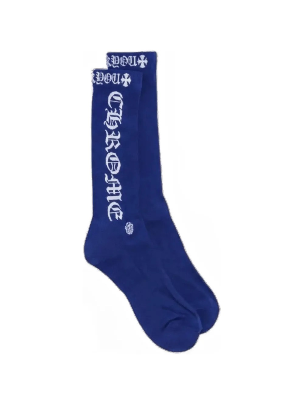 Chrome Hearts F*ck you CH Logo Socks Blue & White Sz 9-13
